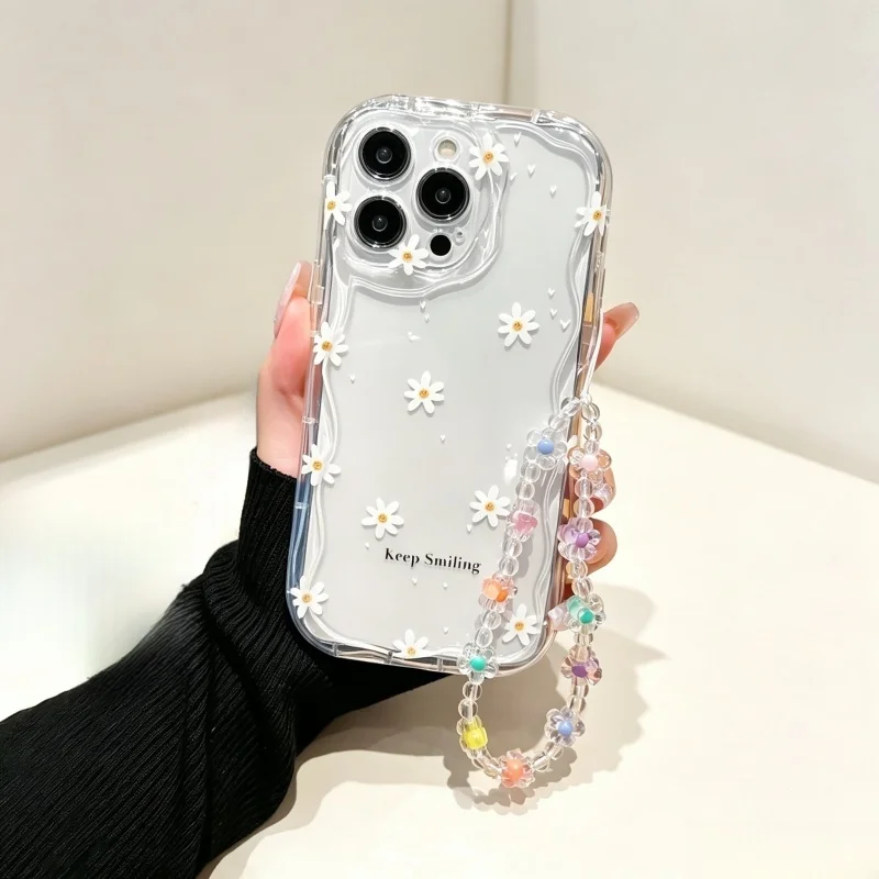 Cute Smile bee Flower Wrist St - Cute Cartoon Wrist Strap Silicone Case ulasan dan harga