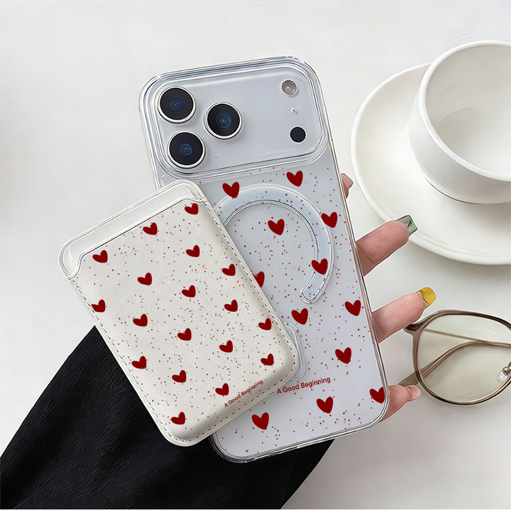 Full screen Polka Dot Heart Fo - Leather Wallet Card Holder Phone Cover ulasan dan harga