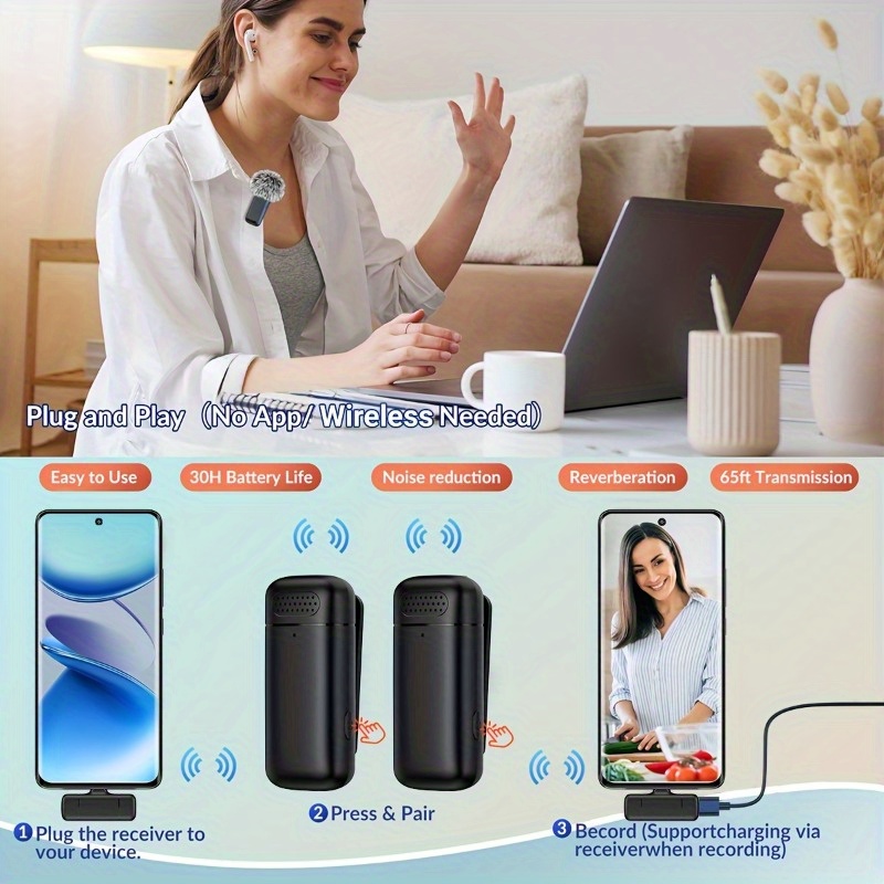 Wireless Lavalier Microphone w - Phone Cases ulasan dan harga