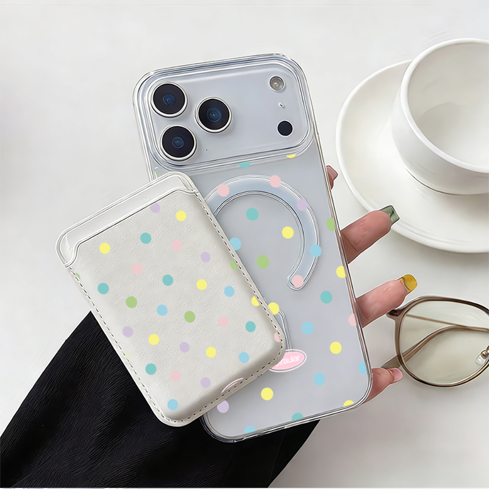 Colorful Polka Dot For Magsafe - Leather Wallet Card Holder Phone Cover ulasan dan harga