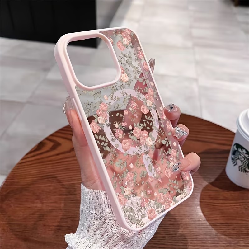 Pink Tiny Rose Clear Magnetic  - Clear Shockproof Bumper Case ulasan dan harga